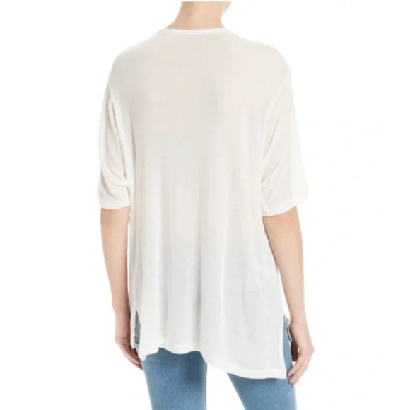 IRO Jeans Dway Studded Sheer Top Womens S Small White Oversized Mid Sleeve Shirt - Picture 2 of 15